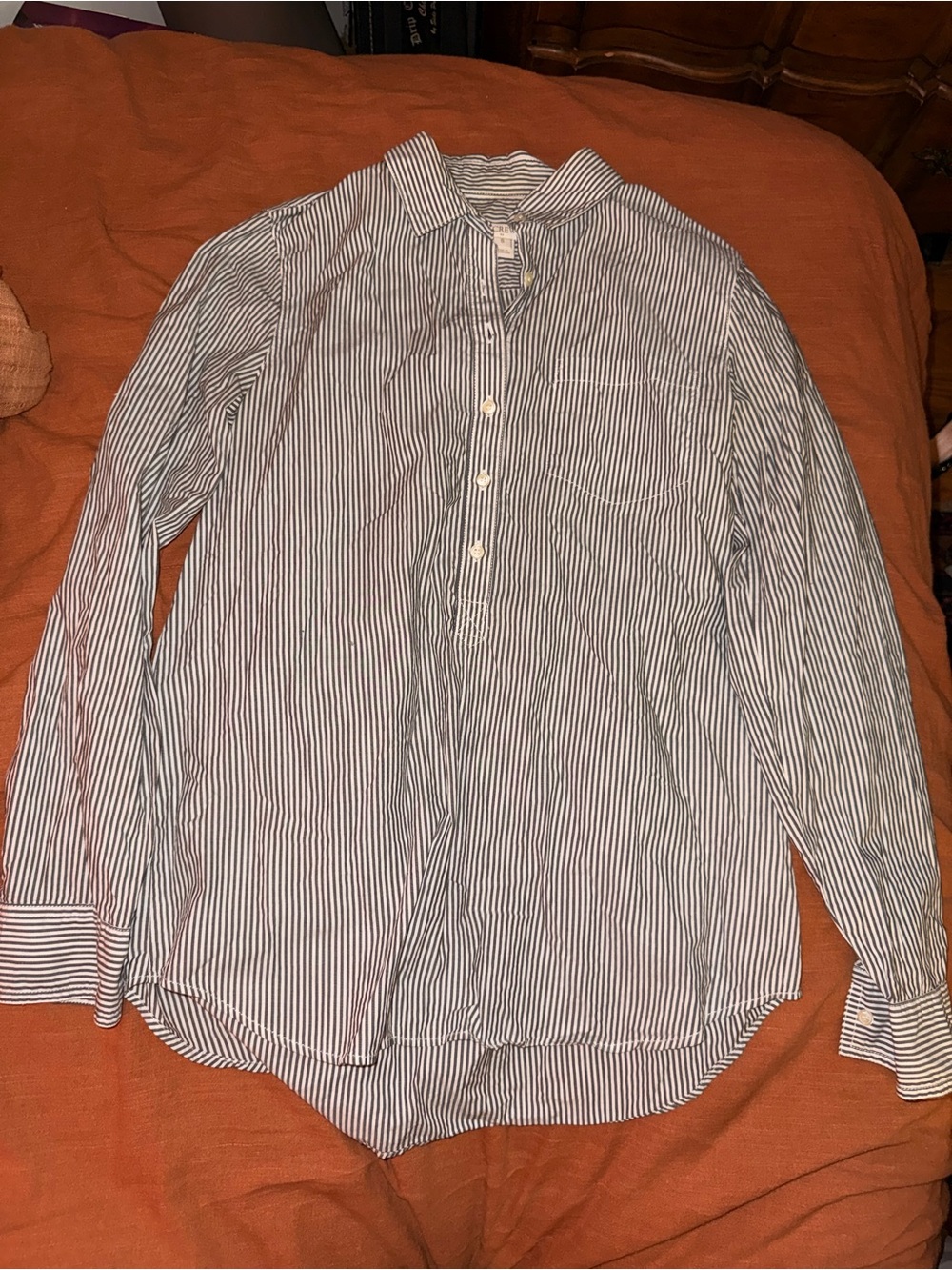 J.Crew blue and white striped button up popover